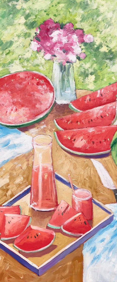Still life with watermelon by Volodymyr Smoliak