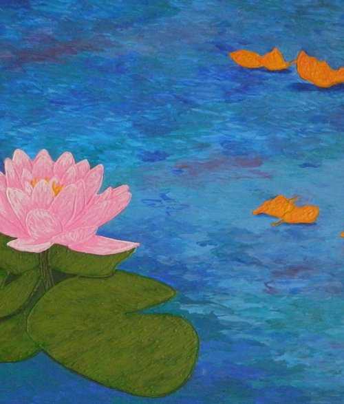 Last Song of Summer - large lotus flower painting, home, office decor, gift idea by Liza Wheeler