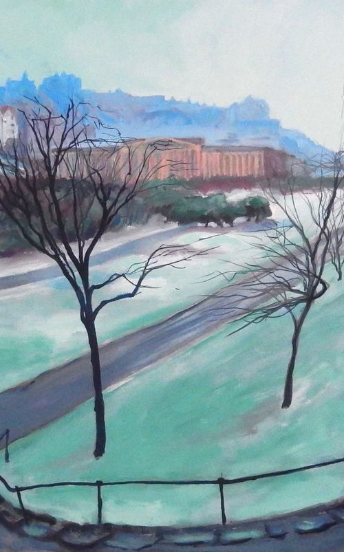 Princes Street Gardens, Edinburgh, Rain and Snow' by Stephen Howard Harrison