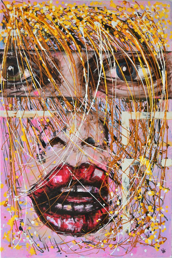 Painting Head - Large Original New Contemporary Art Painting on Canvas Ready to Hang