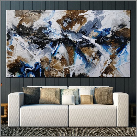 Blue Rust 190cm x 100cm Blue Rust Textured Abstract Art