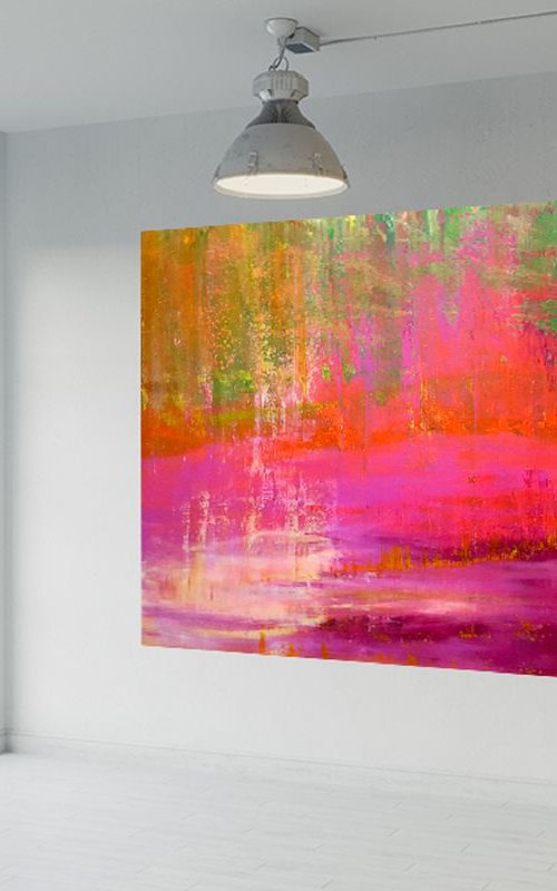 A field of Rose hips - XXL abstract palette knife painting by Ivana Olbricht