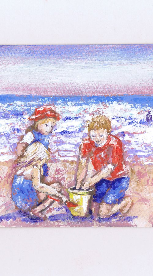 Making Sand Pies (Children on the Beach) by Michele Wallington