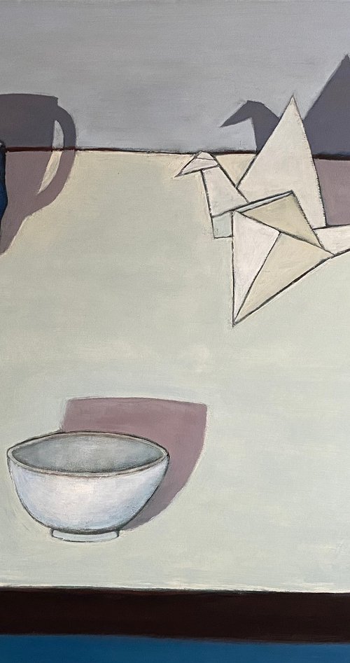 Still Life with Origami Bird and Bowl by Nigel Sharman