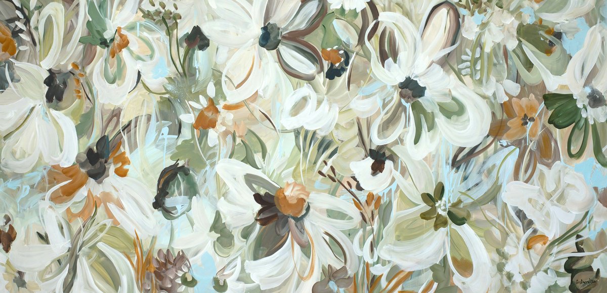 Floral Breeze - Large Abstract By Amber Gittins, 75 X 35, Artwork For Sale On Artfinder