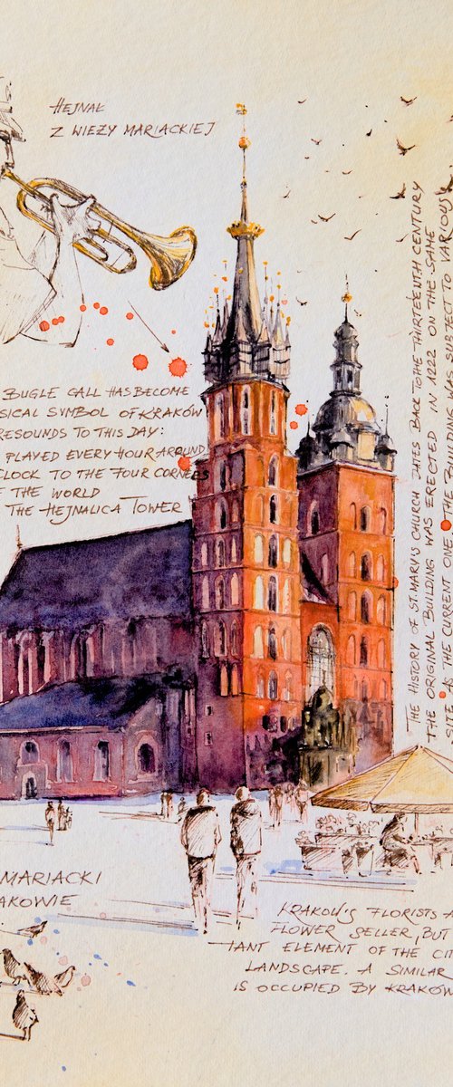 Notes from Krakow, Poland ( 2 Watercolors) by Eve Mazur