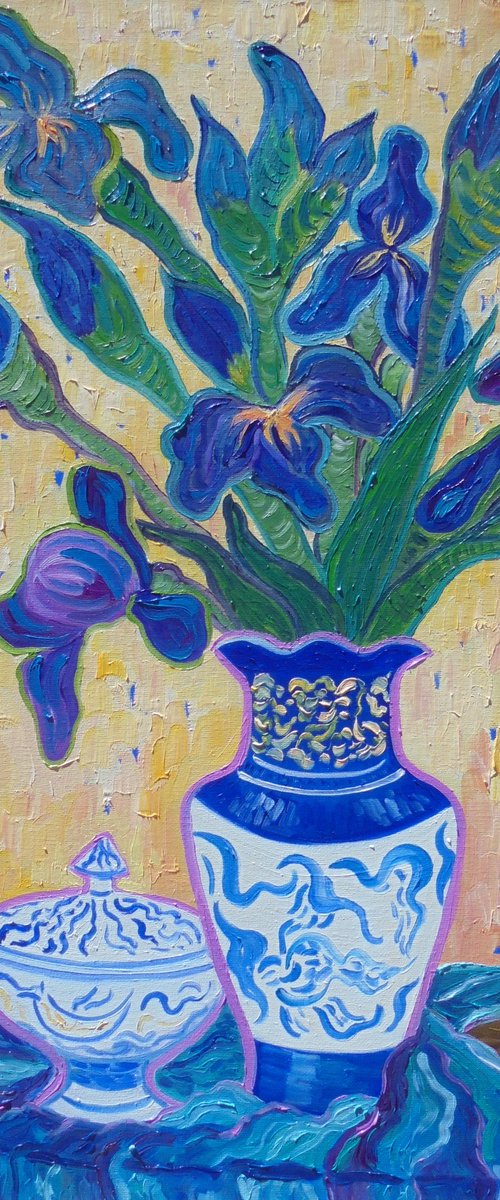 Flower Vase Irises 7 SOLD by Kirsty Wain