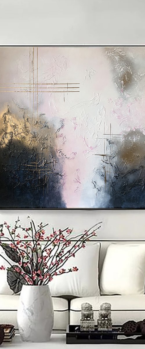 Indigo pink gold textured by Tatiana Malinovscaia