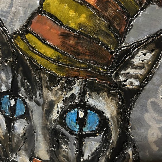 Wall sculpture - Cat Harlequin