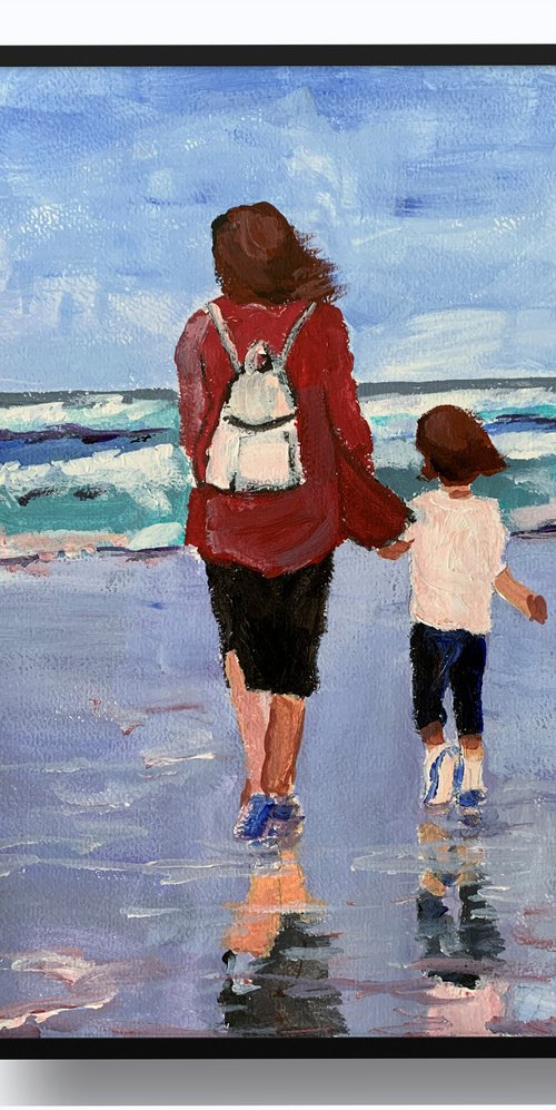 Mom with a kid on the beach.(3) by Vita Schagen