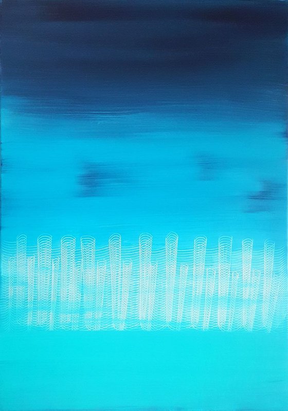 Cross the borders Vol. 2 - large blue abstract