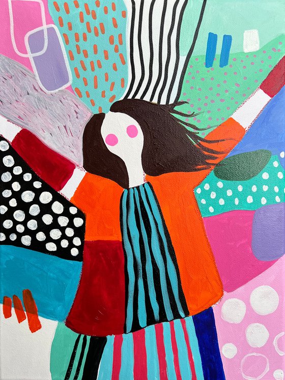 Dancing Woman in Bold Colors