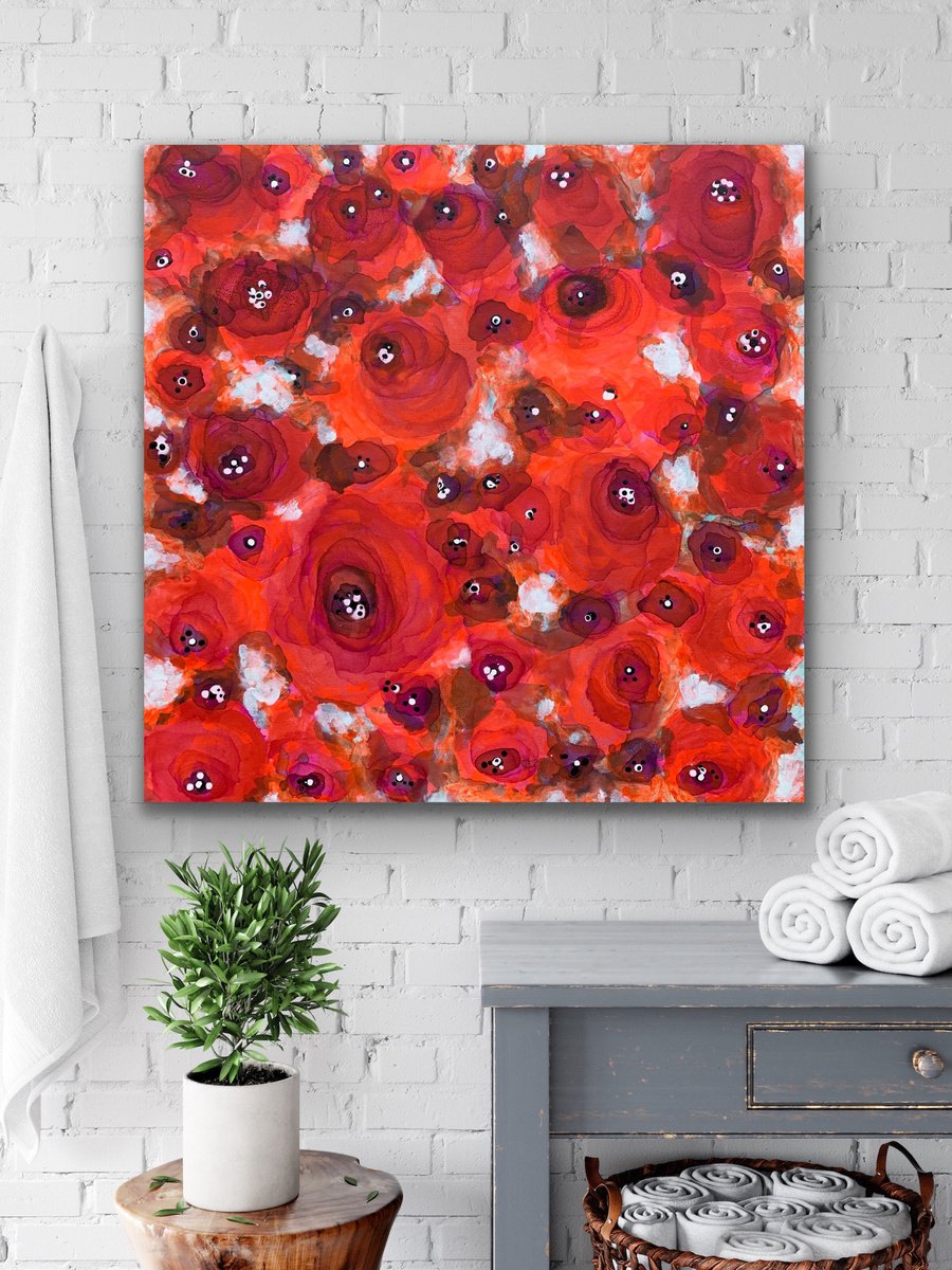 Organic Abstract Acrylic Painting By Veronica Vilsan, 31 X 31", Garden Of Joy 37, Original Artwork