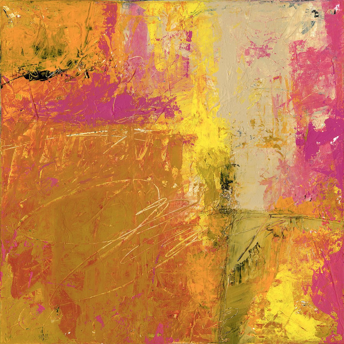 Abstract Acrylic Painting By Kathy Morton Stanion, 20 X 20", Love