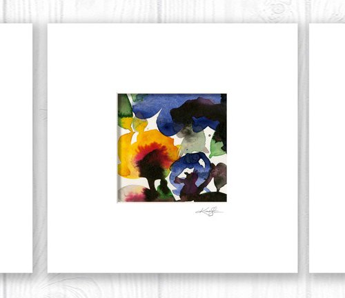 Abstract Florals Collection 5 - 3 Flower Paintings in mats by Kathy Morton Stanion by Kathy Morton Stanion