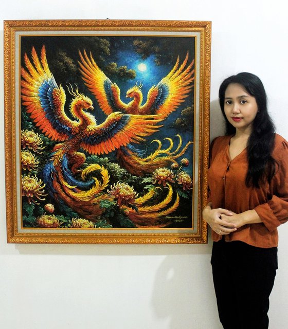 Feng Shui Phoenix Birds and Chrysanthemum