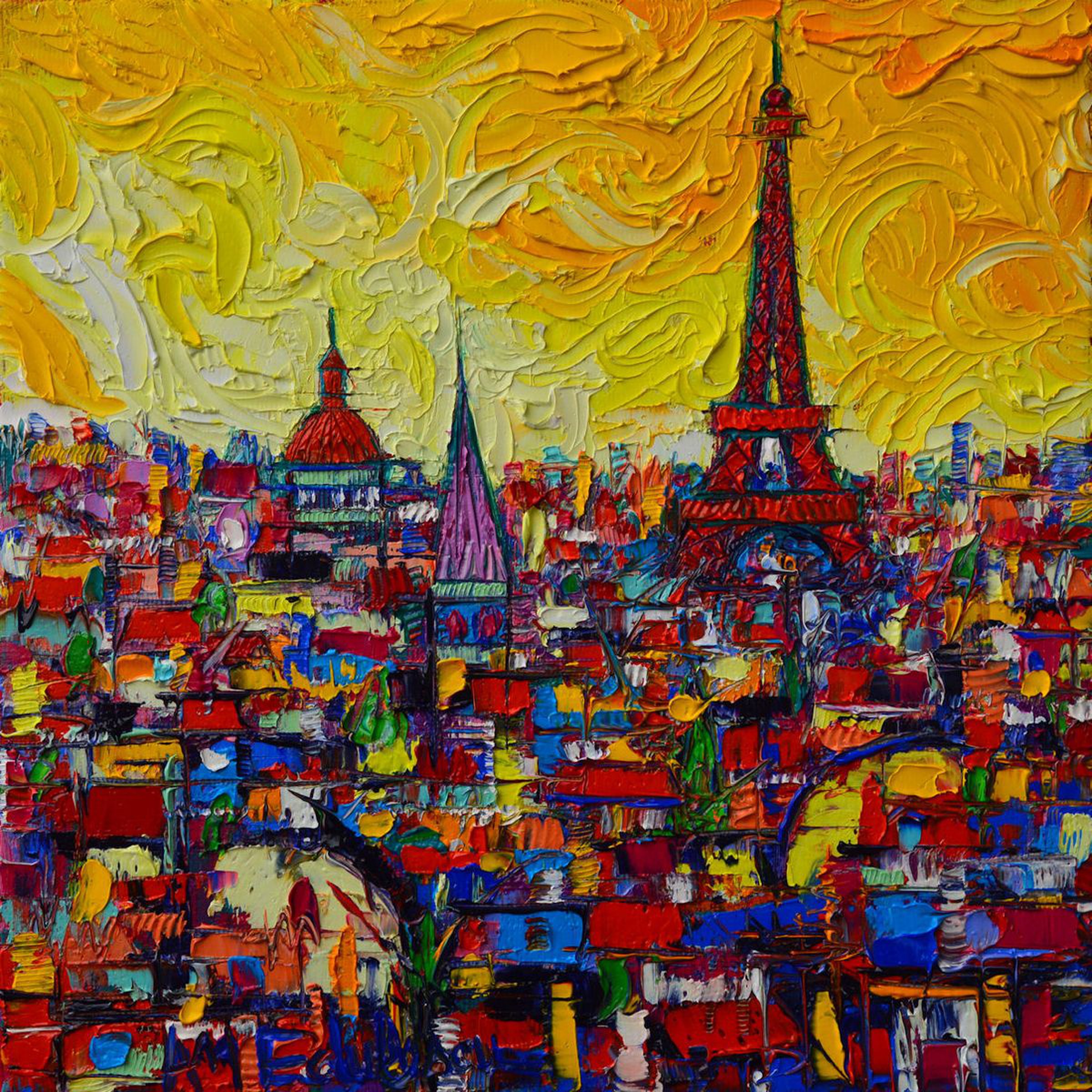 Vibrant Paris Abstract Cityscape Impasto Contemp Artfinder