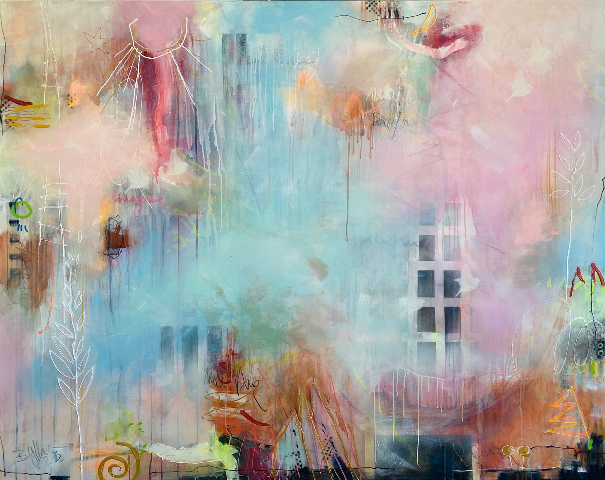 Abstract Acrylic Painting By Bea Schubert, 75 X 59, Imagine, Original Artwork