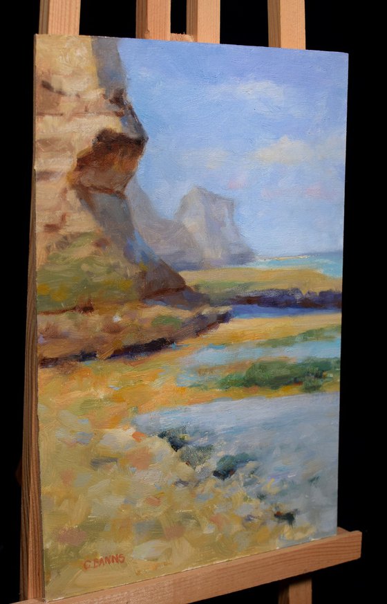 Impressionist cliffs and ocean oil painting Charente-Maritime Coast