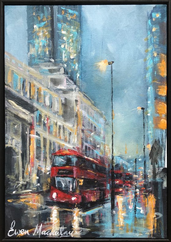 Red Buses London in the rain