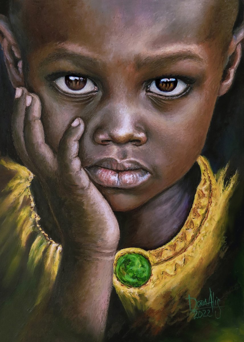 Expressive Portrait Painting By Dora Alis Mera Velasco, 10 X 14, Prosperity Portrait 12, Original Artwork