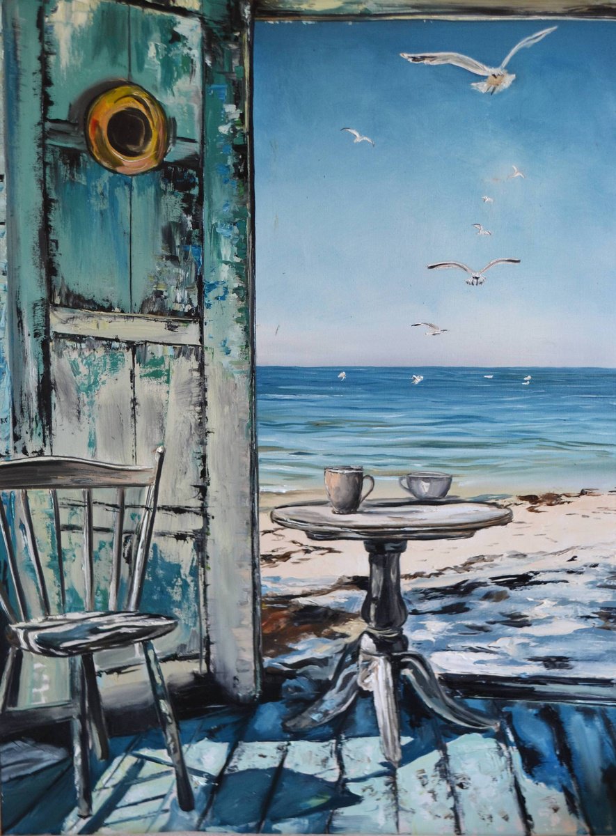 Landscape Oil Painting By Valeriia Radziievska, 24 X 31", Place Where Thoughts Are Heard, Original Artwork