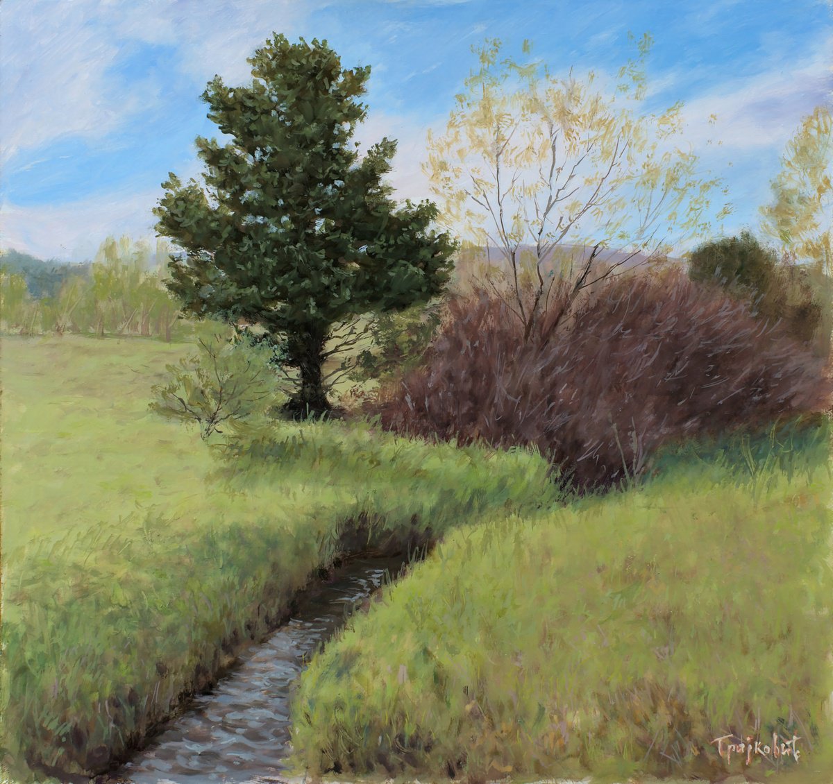 Impressionistic Landscape Oil Painting By Dejan Trajkovic, 17 X 16, Janca