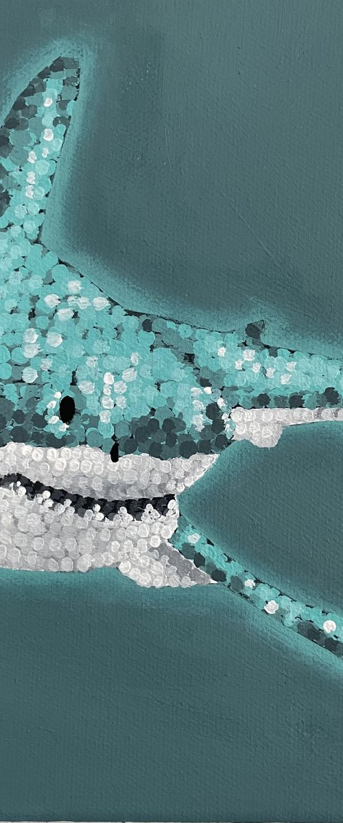 "Tiffany" Great white shark painting by Kelsey Emblow