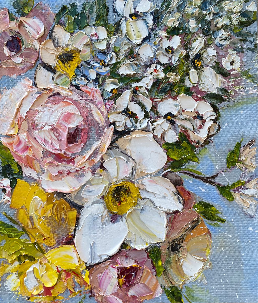 Blooming spring time original oil painting on canvas by Oksana Petrova