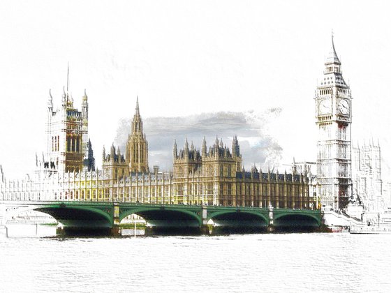 Trocitos de cielo, puente de Westminster 2/XL large original artwork