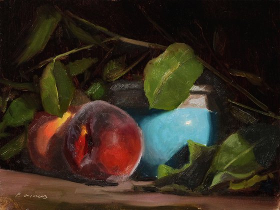 Peaches and Blue Pot