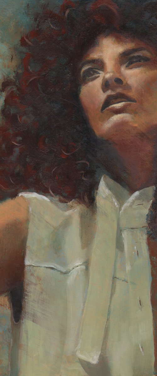 beautiful fashion model in oil paint on paper by Renske Karlien Hercules