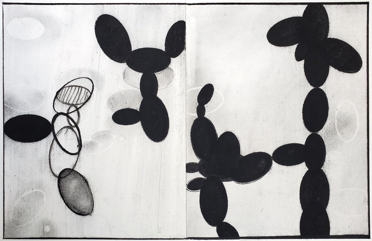 Organic Abstract Charcoal Drawing By Shelton Walsmith, 18 X 12", Buzz + Alter, Original Artwork