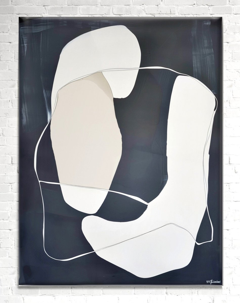 Abstract Acrylic Painting By V+V Kniazievi, 28 X 35", Silent Flow #1, Original Artwork