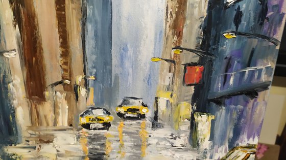 Paris and New  York, original cities oil painting, Comission for Paul