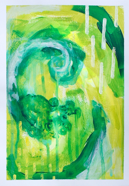 Green And Yellow Abstract Painting On A4 Paper Artfinder