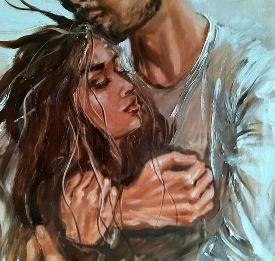 " ... IN LOVE ... " I original painting CITY palette knife GIFT