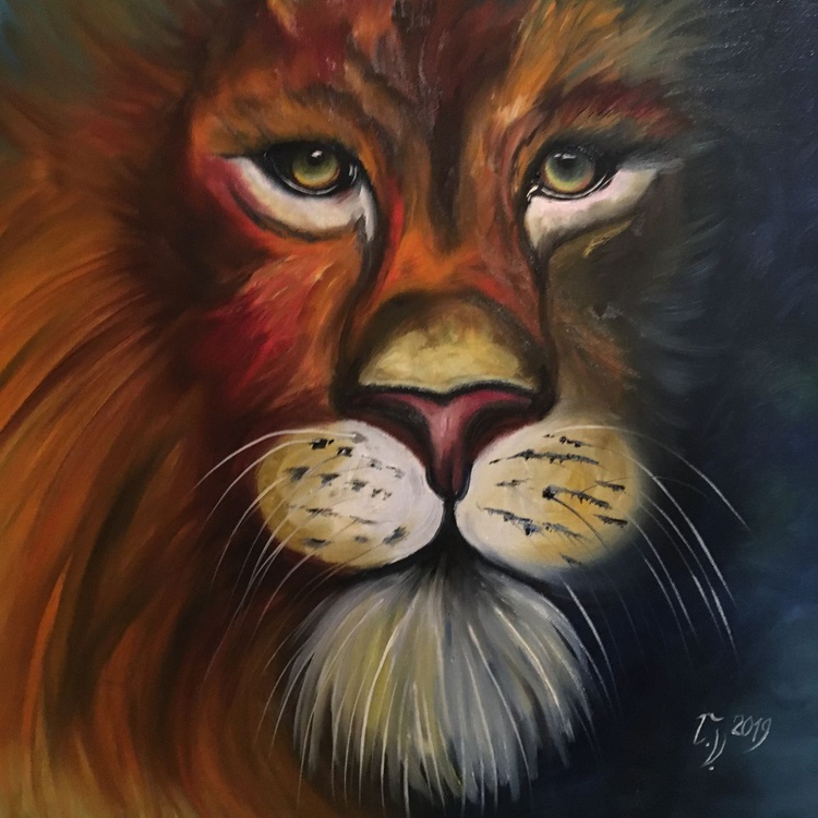 Iron Lion Oil Painting By Timea Valsami Artfinder