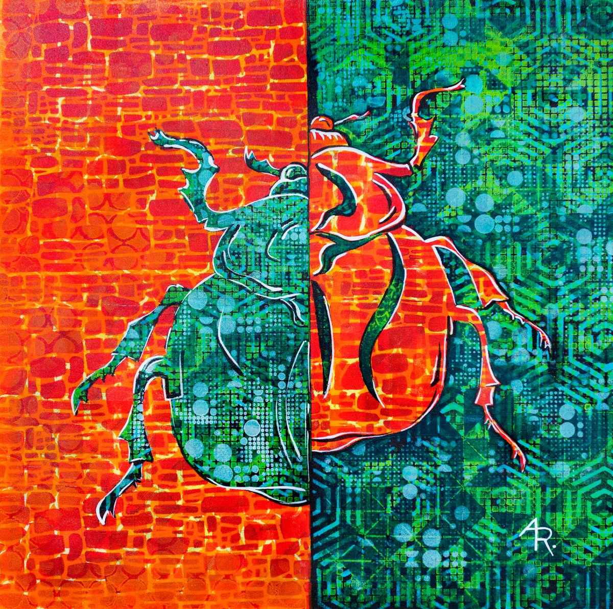 Organic Animal Acrylic Painting By Ariadna De Raadt, 20 X 20, Balance 6, Original Artwork