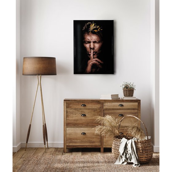 David Bowie framed portrait painting