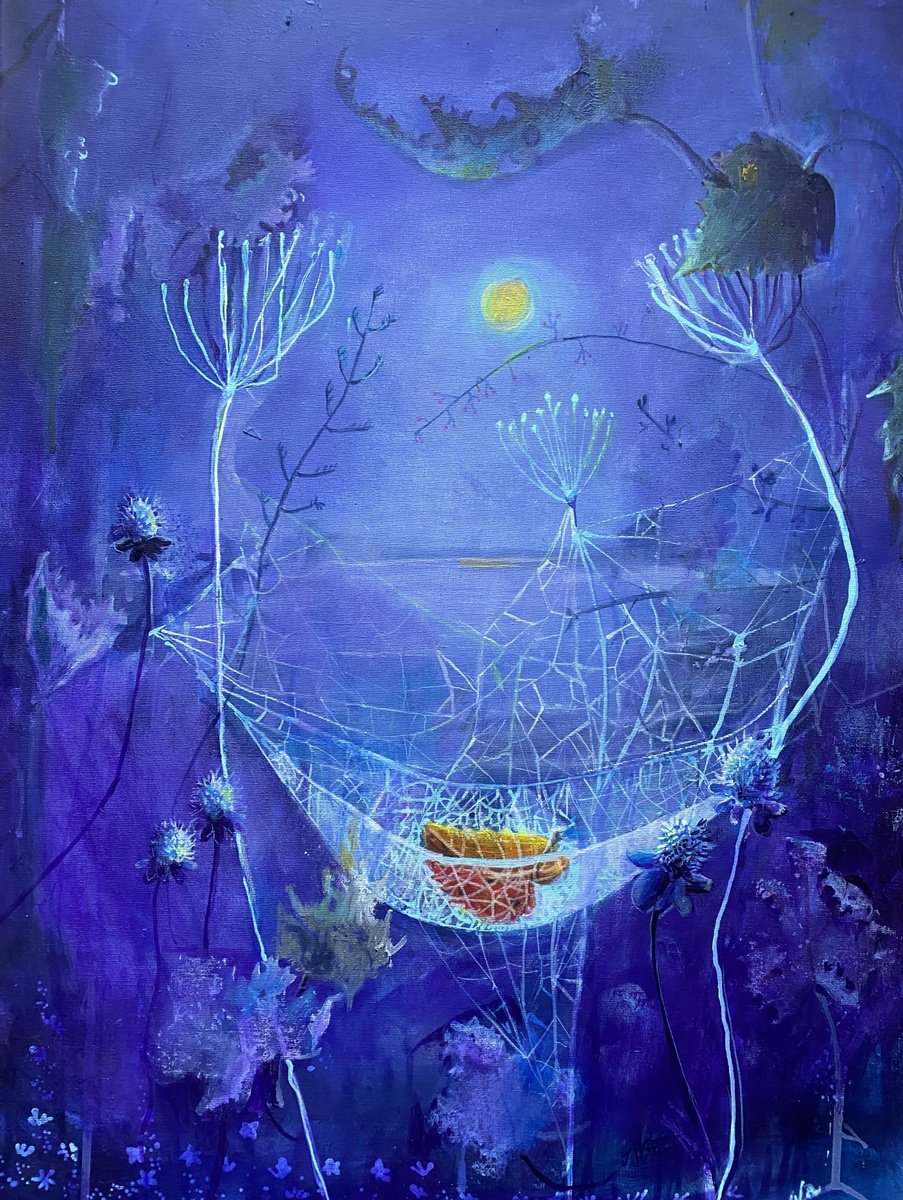 Organic Botanical Acrylic Painting By Alexandra Krasuska, 20 X 28, Red Leaf, Original Artwork