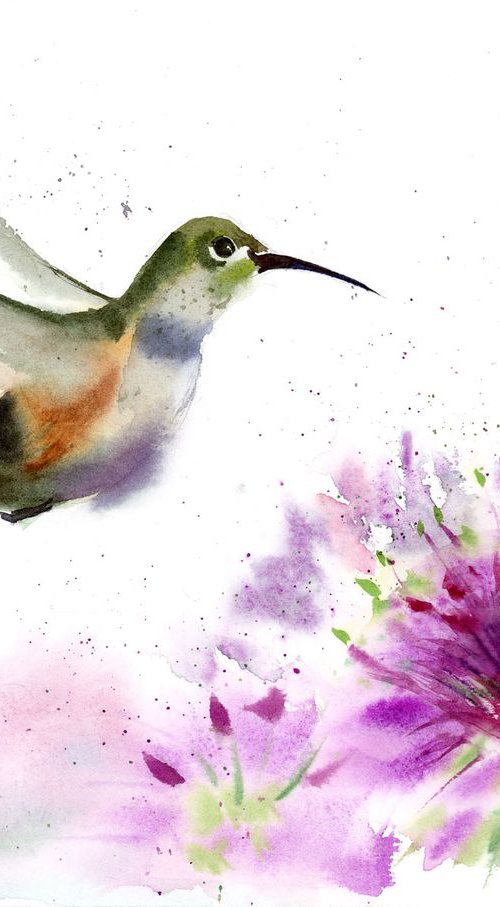 Flying Hummingbird with flower by Olga Tchefranov (Shefranov)