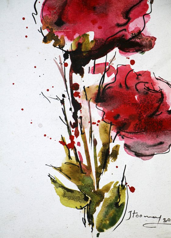 Vivid flowers, Watercolor on Paper, 25x42 cm