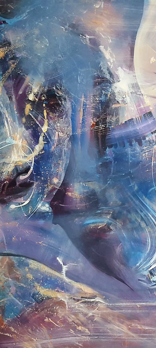 HUGE DREAMLIKE MINDSCAPE ONIRIC FANTASTIC ABSTRACT BLUE PAINTING KLOSKA ALICE MORNING DREAMS by Kloska Ovidiu