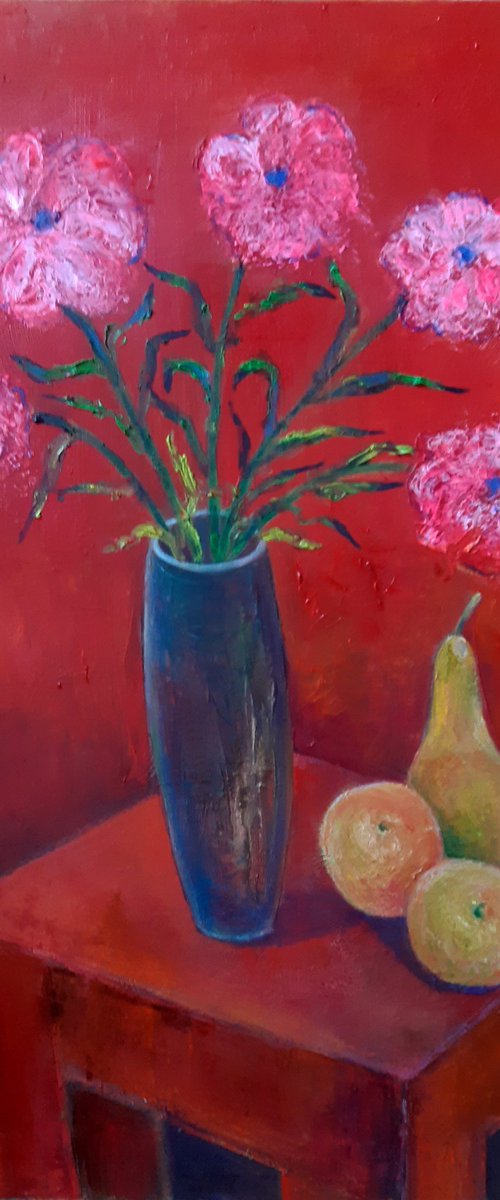 Red flowers and pear by Zakir Ahmedov