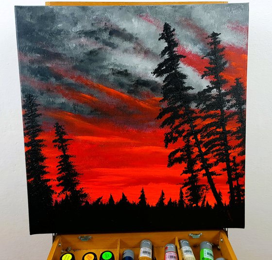 Landscape in red color 1