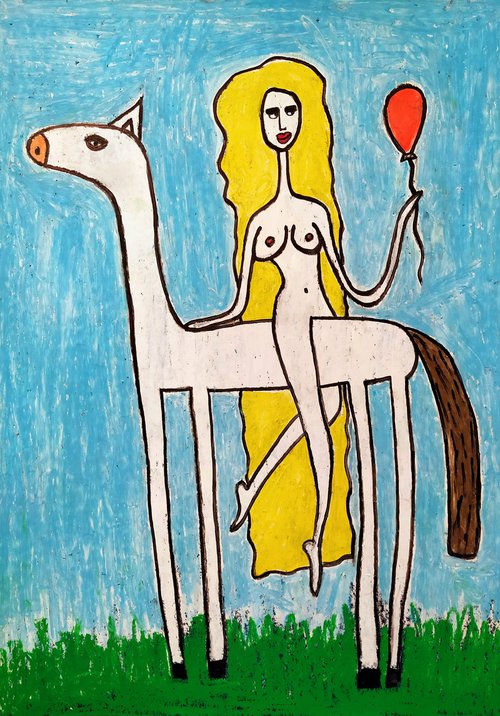 Blondie on the horse by Ann Zhuleva