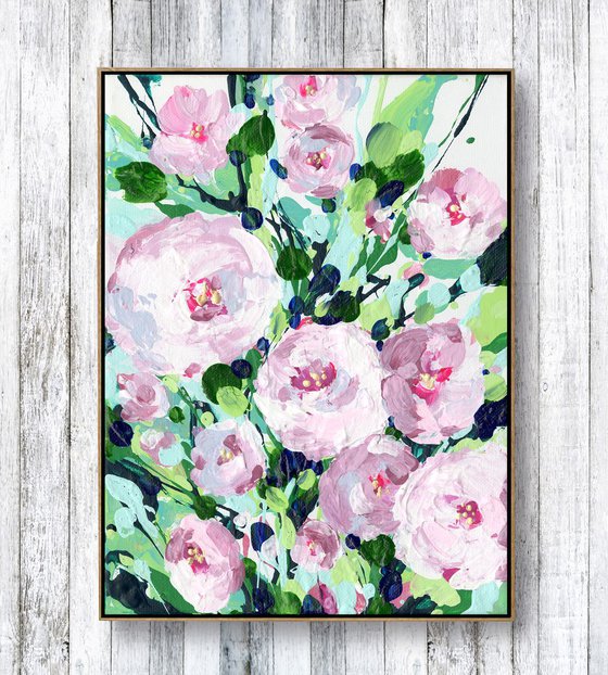 Lovely Blooms 2 -  Textured Flower Painting  by Kathy Morton Stanion