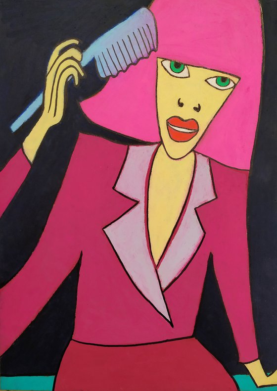 Self-brush woman