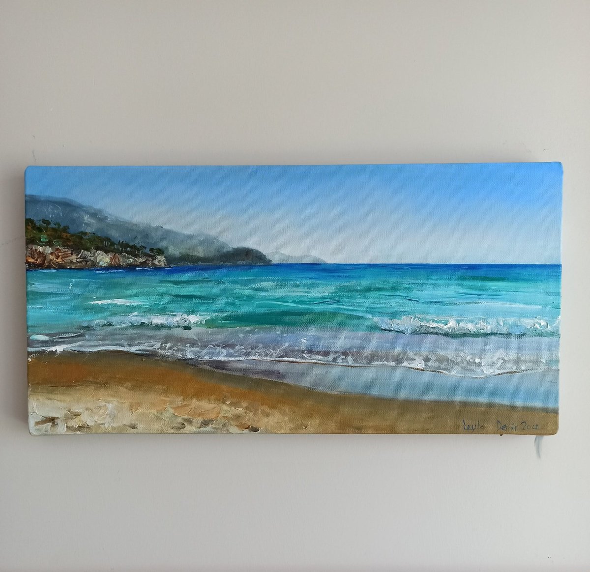 Coastal Beach And Ocean By Leyla Demir, 20 X 10, Artwork For Sale On Artfinder